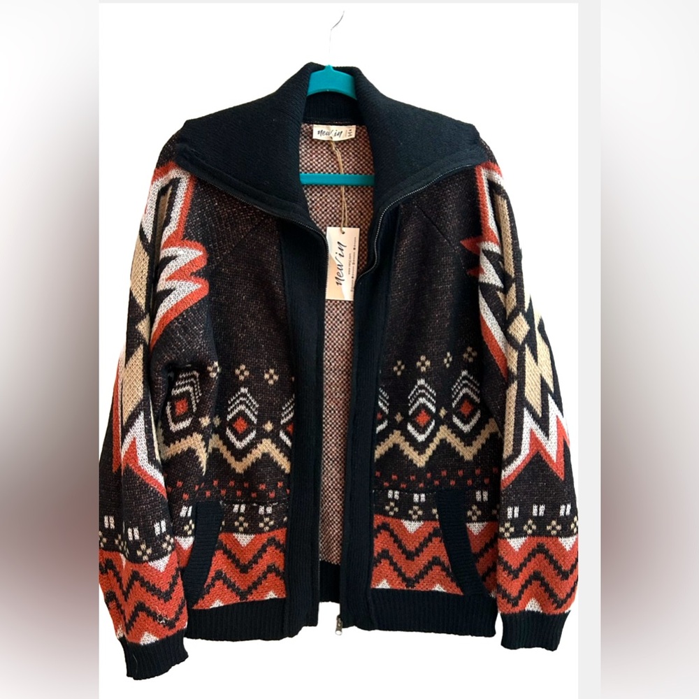 NWT- Azetic BOHO Zip-Up Sweater Jacket by NEW IN…..,‎